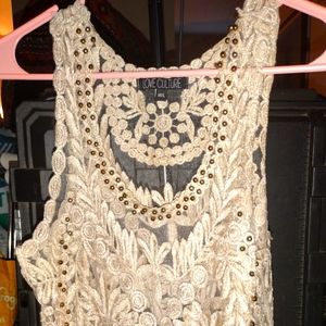 NWOT LOVE CULTURE SIZE M/L BEADED SEE THROUGH TOP